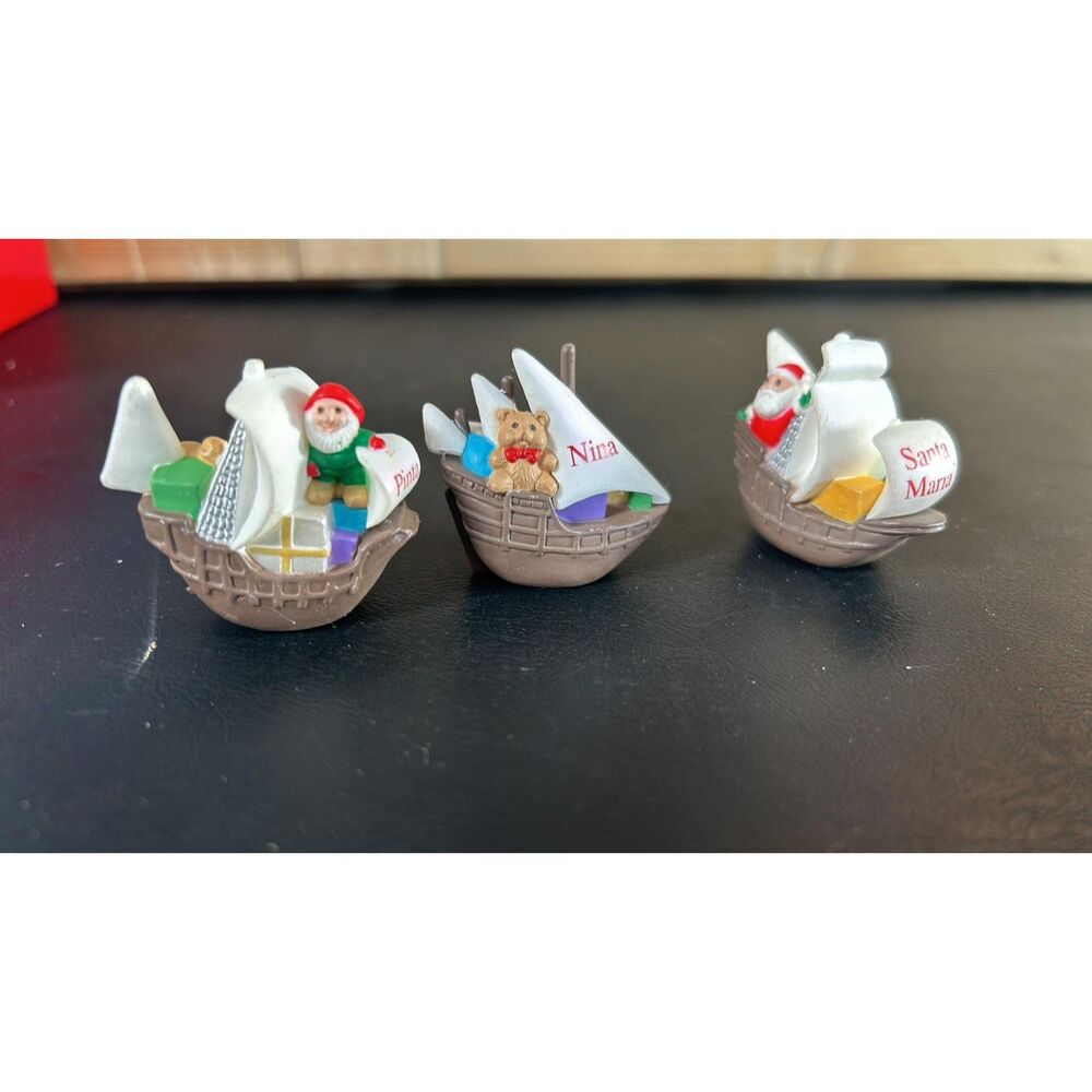 Hallmark Merry Miniature Christmas Ships Columbus Nina Pinta and Santa Maria